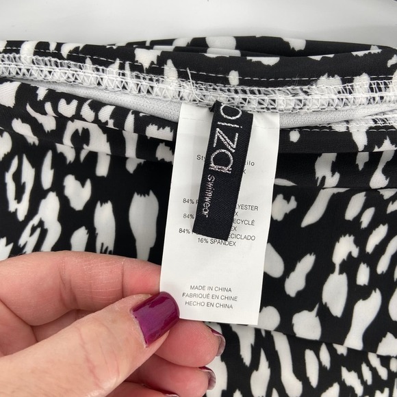 Ibiza Swimwear High Waist Bikini Bottom Faux Waist Sash Black Animal Print 3X - Picture 8 of 10